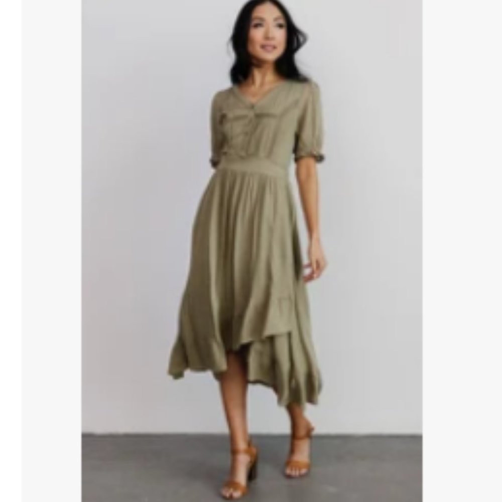 Hannah Midi Dress | Dusty Olive -M-see photos in URL below